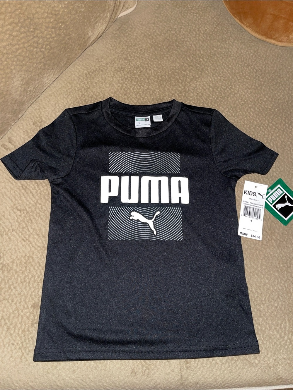 Puma Black Kids Graphic Logo Tee nd shirt set NWT
